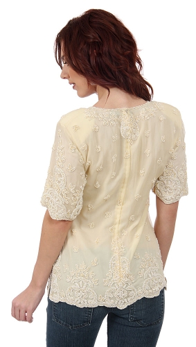 Short Sleeved Scoop Neck Blouse — back view