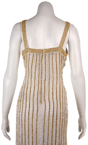 Fully beaded Tea Length Cocktail Dress with Jacket — back view