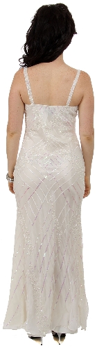 Artistic Sequined Pattern Wedding Dress with Jacket — back view