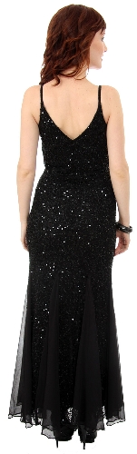 Spaghetti Strapped & Flared Formal Evening Dress — back view