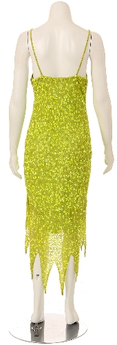 Fully Beaded Spaghetti Strap Sequined Formal Dress — back view