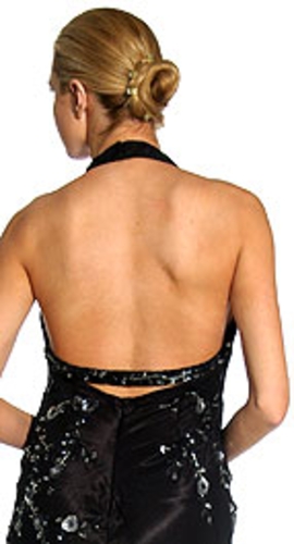 Halter Neck Low Back Cocktail Dress  — back view