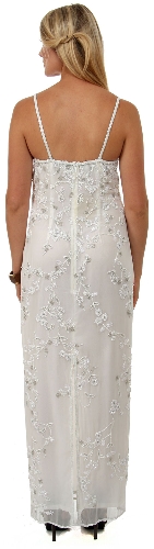 Floral Spaghetti Beaded Evening Dress with Jacket — back view
