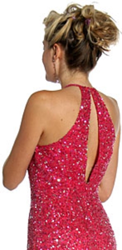 Halter Neck Sequined Cocktail Dress — back view