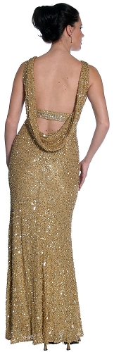 Studded Empress Formal Prom Dress with Shirred Bust — back view
