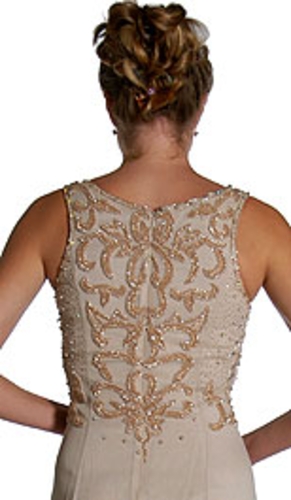 A-Line Beaded Sleeveless Formal Dress — back view