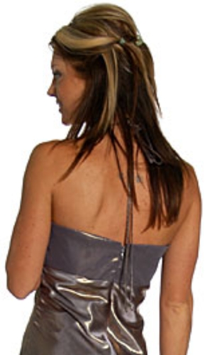Empire Cut Front Sash V Neck Pary Dress — back view