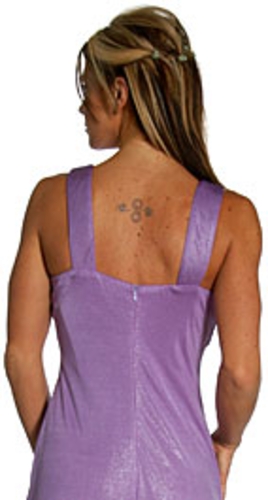 Empire Cut Round Neck Formal Dress with Shirred Sash — back view