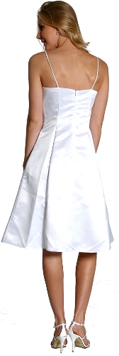 Spaghetti Strap Shirred Empire Bridesmaid Dress — back view