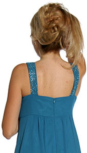 Empire Cut Beaded Formal Prom Dress — back view