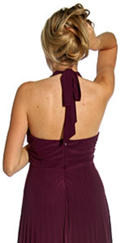 Halter Neck Empire Cut Formal Dress with Bow — back view