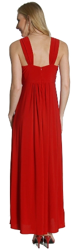 Criss-Cross Brooched Long Formal Bridesmaid Dress — back view