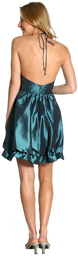 Halter Neck Short Bubble Party Dress in Taffeta — back view