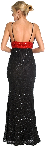 Roman Inspired Empire Cut Beaded Formal Prom Gown — back view