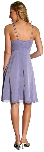 Spaghetti Strap Shirred Chiffon Party Dress — back view