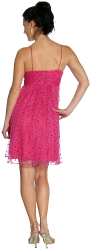 V-Neck Spaghetti Strapped Short Party Dress — back view