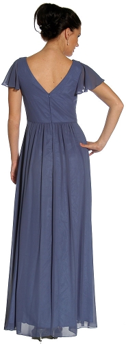 Cup Sleeved Pleated Bodice Formal Dress — back view