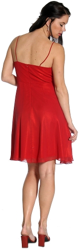 Spaghetti Strapped Chiffon Prom Dress with Waist Flower — back view