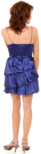 Pleated Waistline Party Dress with Cascading Ruffled Skirt — back view