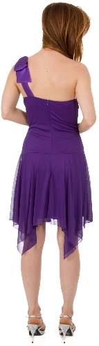 Ruched Asymmetric Hem Short Party Dress — back view