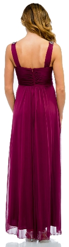 Ruched Twist Knot Bust Long Formal Evening Dress — back view