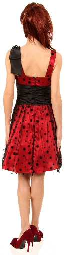 V-neck Short Polka Dot Party Dress   — back view
