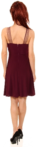Ornate Covered Neckline Short Cocktail Dress — back view