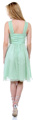 Empire Cut Shirred Knee Length Bridesmaid Party Dress — back view