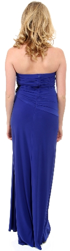 Strapless Ruched Cutout Detail Long Homecoming Dress  — back view