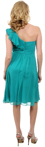 Ruffled One Shoulder Short Party Dress — back view