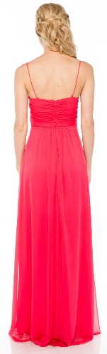 Bejeweled Empire Waist Long Formal Bridesmaid Dress — back view