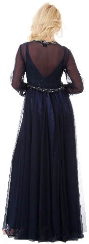 Plus Size Full Length Formal MOB Evening Gown with Jacket — back view