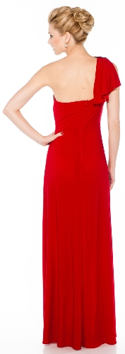 Single Shoulder Prom Dress with Slit And Patch Accent — back view