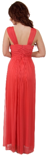 Braid Accent Ruched Long Formal Bridesmaid Dress  — back view