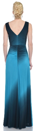 V-neck Wrap Style Ombre Formal Dress with Front Sash — back view