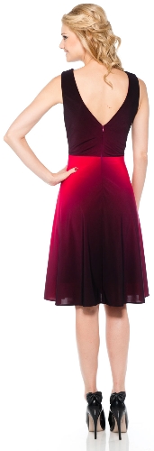 V-neck Short Sleeveless dress with Braid at waist — back view