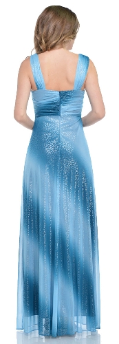 Long Formal Ombre Dress with Metallic Animal Foiling  — back view