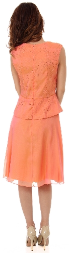 Two Tone Knee Length Bridesmaid Party Dress with  — back view