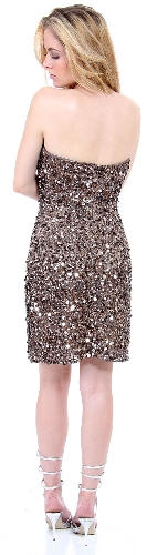 Strapless Heart-Shaped Formal Sequined Dress — back view