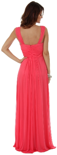 Empire Cut Long Formal Dress with Cap Sleeves  — back view