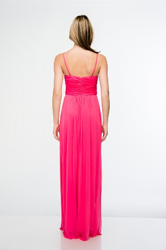 Double Spaghetti Straps Long Formal Dress with Jewels — back view