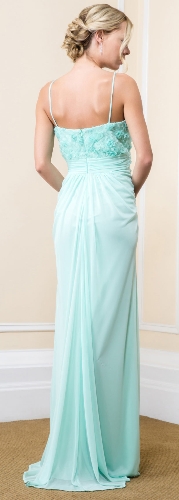 Rose Petals Bust Long Formal Evening Bridesmaid Dress — back view