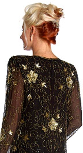 Floral Beaded Long Formal Dress — back view
