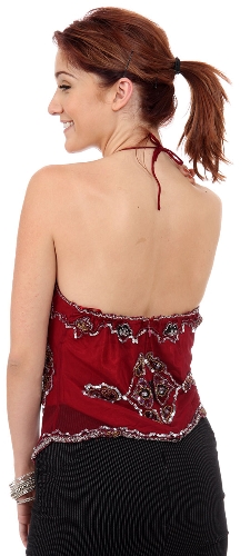 Halter Neck Sequin Beaded Top — back view