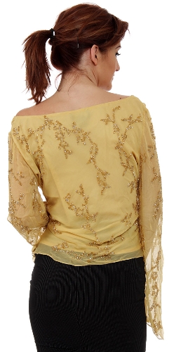 Loose Fitting Formal Beaded Blouse — back view