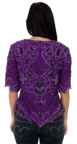 Rain and Flares Hand Beaded/Sequined Blouse — back view