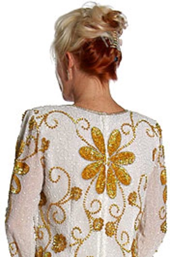 Hand Beaded Full Length Formal Dress — back view