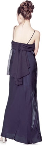 Valance Style Flared Long Formal Dress — back view