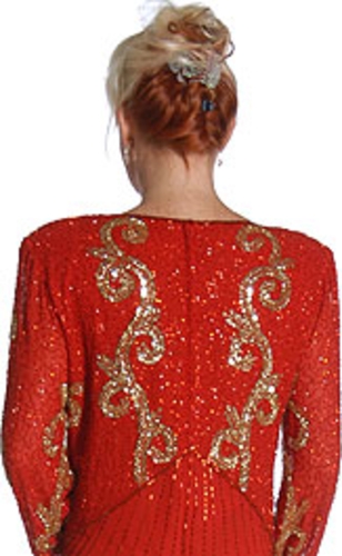Full Length Beaded Formal Dress — back view