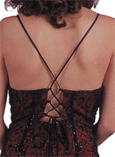 Floral Velvet and Lace Formal Dress — back view